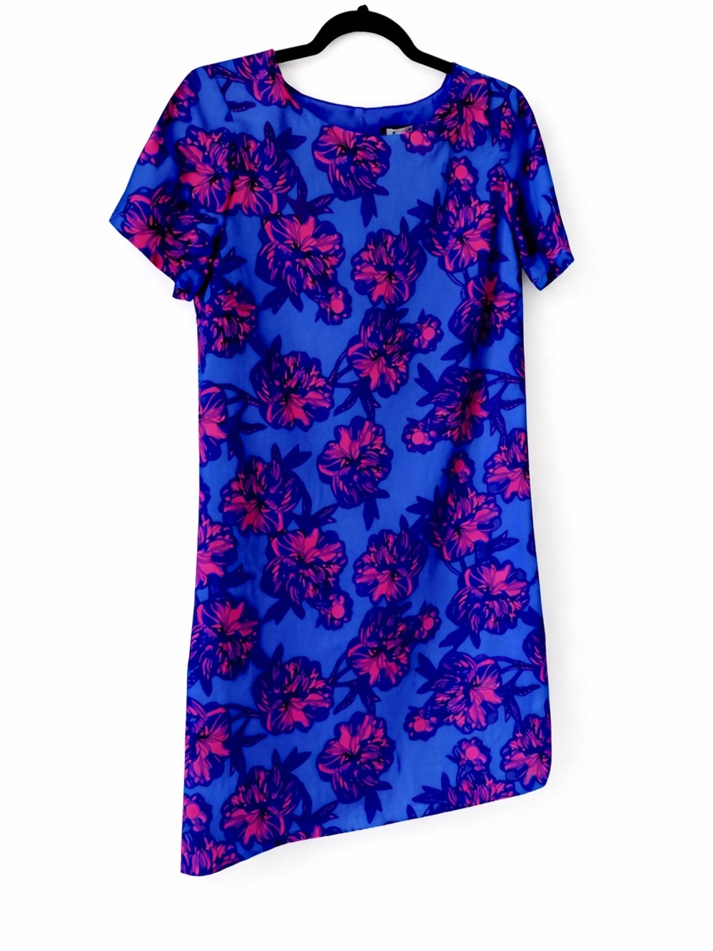 J.Crew Blue Pink Floral Crepe Shift Mini Dress Size 2